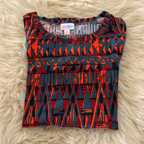 LuLaRoe Geometric Midi Dress - Gray and Orange - Picture 5 of 5